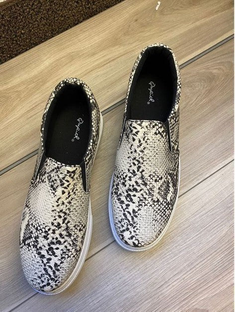 Stone Black Snake Slip-On's