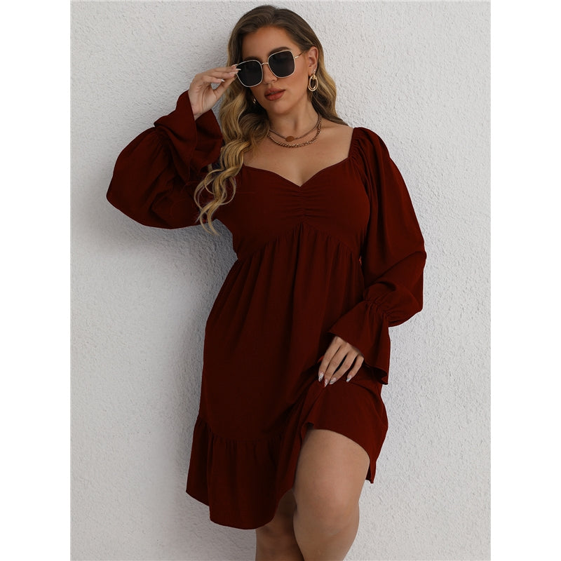 Long Sleeve V- Neck Dress